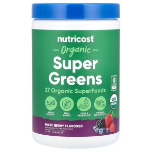 Nutricost Organic Super Greens, Mixed Berry, 11.8 oz (330 g) - 1 of 2