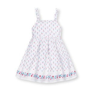 Hope & Henry Girls'  Sleeveless Bow Strap Border Hem Sundress, Toddler - 1 of 4
