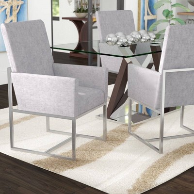 Luxurious Gray Velvet Upholstered High-Back Armchair with Metal Frame
