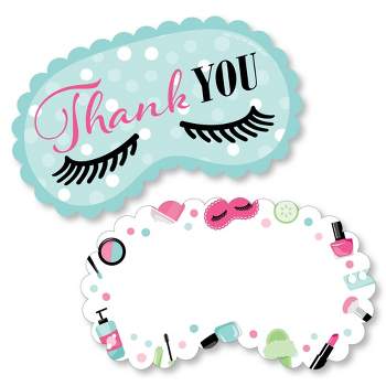 Big Dot of Happiness Spa Day - Shaped Thank You Cards - Girls Makeup Party Thank You Note Cards with Envelopes - Set of 12