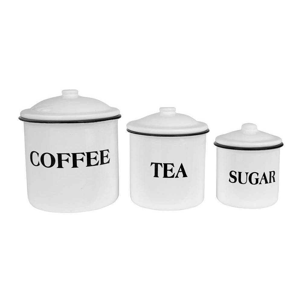 Photos - Food Container Storied Home Set of 3 'Coffee Tea Sugar' Metal Containers with Lid: Kitchen Canister Set for Coffee & Tea Storage