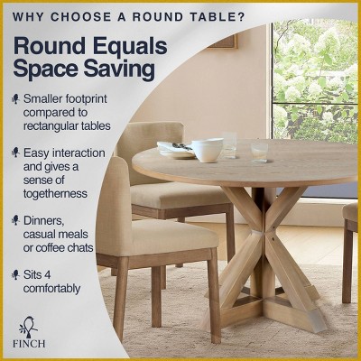 Beige Round Reclaimed Wood Farmhouse Dining Table