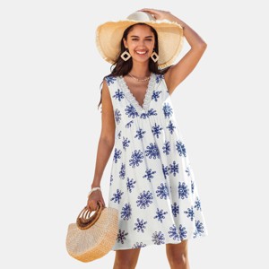 Women's Breezy Floral Beach Dress with Alluring Neckline - Cupshe - 1 of 4
