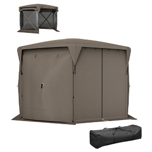11 x 11ft Pop Up Gazebo Screen Tent with Removable Roof Cover, Roll-up Wind Panels for Camping - 1 of 4