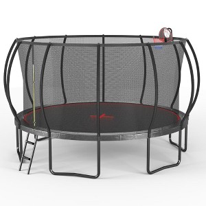 Jump Into Fun 16FT trampoline Pumpkin Ladder,Hot-Dip Galvanized Frame,Equipped with Basketball Board,Ball,Inflator,UV-resistant for Kids and Adults - 1 of 4