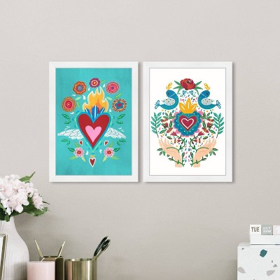 15" x 21" Burning Love Heart Framed Wall Art Prints: High Definition, Fade Resistant - Wynwood Studio