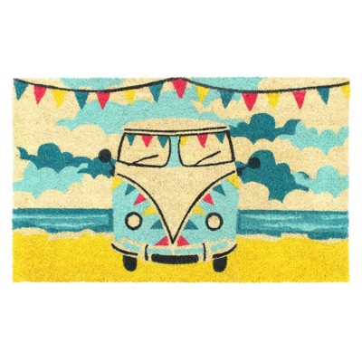 1'6" x 2'6" Tufted Retro Van Coir Doormat Blue - Raj