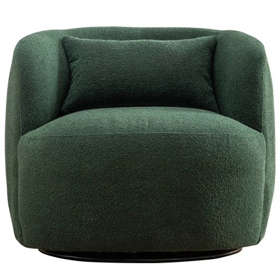Boucle Upholstered Swivel Armchair Green - Kinwell : Target