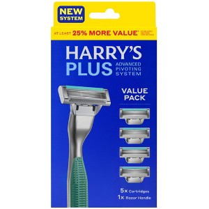 Harry's Plus Men's Razor Handle with 5 Razor Blade Cartridges - Moss Green - 1 of 4