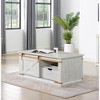 48" Wood Rustic Coffee Table with Storage Drawer, Open Shelves and Pull-Out Drawer for Living Room - 3 of 4
