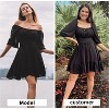 EXLURA Women's Lantern Sleeve Tie Back Summer Dress Ruffled Off Shoulder A-Line Vintage Mini Dress - 4 of 4