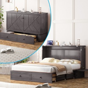 Mjkone Modern Queen Size Murphy Bed with USB ports & Foldable Mattress - 1 of 4