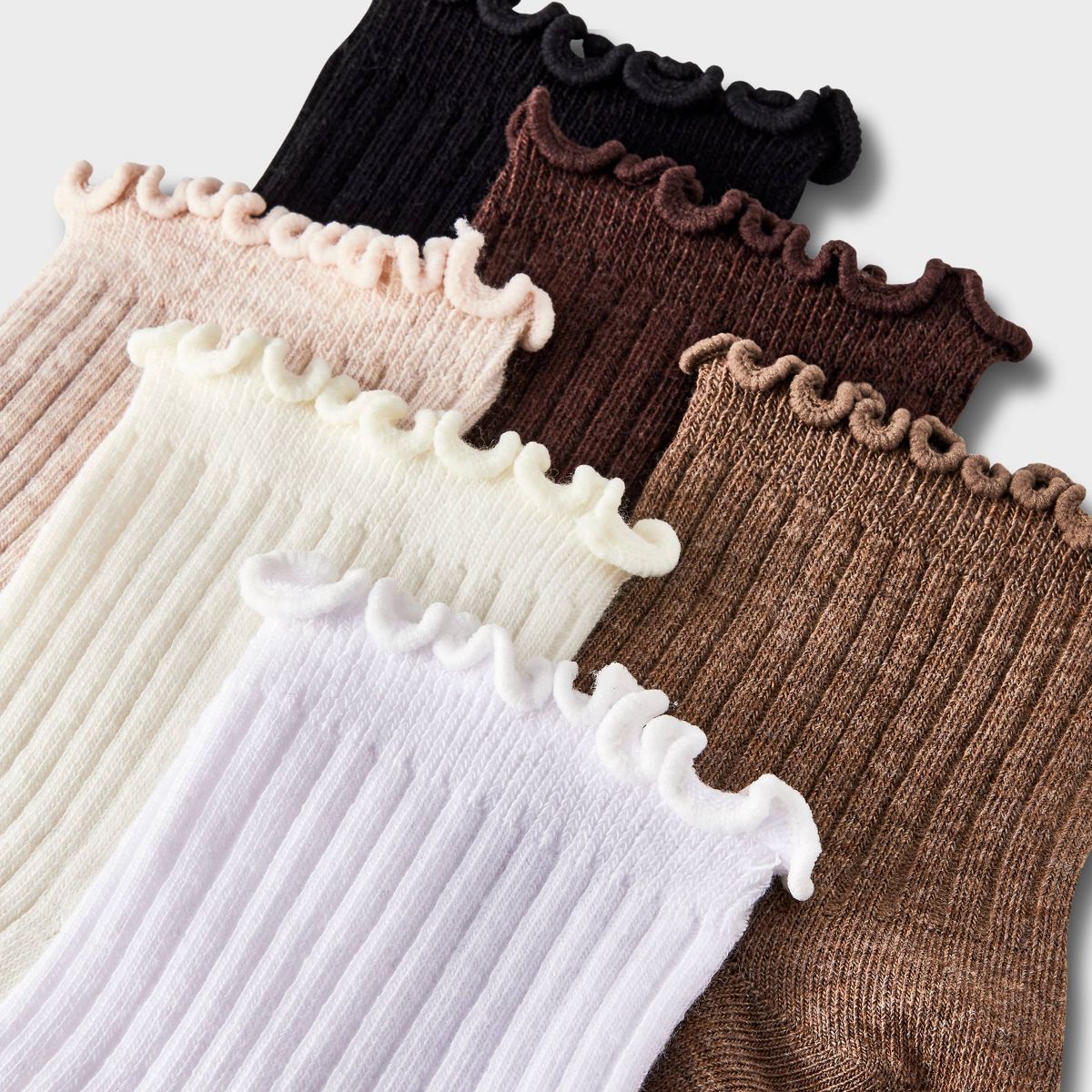 Women's Lettuce Edge 6pk Ankle Socks - A New Day™ 4-10 - thumbnail 6
