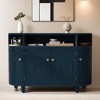 Curved Design Storage Cabinet with 3 Open Spacious Shelves,Storage Sideboard with 4 Doors and Adjustable Shelves - Leovsnove - 2 of 4