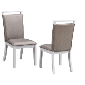 Kings Brand Furniture Austin Upholstered Dining Room Side Chairs, Set of 2, Gray/White - 1 of 3