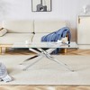 Dolonm  Rectangular Clear Tempered Glass Coffee Table,Stylish Design with Silver Chrome Plated Metal Legs - 2 of 4