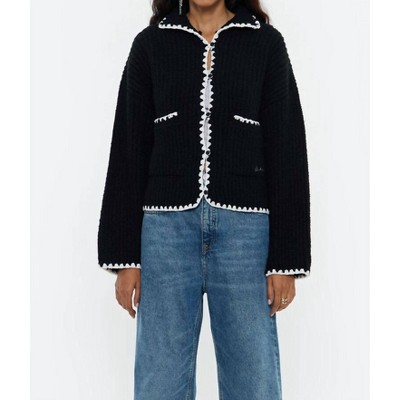 Women's Chunky Crop Shaker Stitch Cardigan - Metric Knits