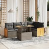 vidaXL Garden Sofa Set Gray Poly Rattan 6 Piece Set Adjustable Feet - 2 of 4