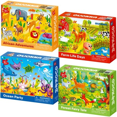60 Piece Puzzles for Kids Ages 4-6 - 4 Jigsaw Puzzles for Toddlers 3-5 by - Animals Toys for Children 6-8-10 Year Old for Boys and Girls