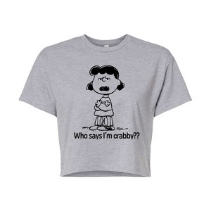 Women's - Peanuts - Who Says Im Crabby Lucy Cropped Graphic T-Shirt - 1 of 4