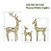 LuxenHome 3-Piece Gold Glitter Deer Family Outdoor Holiday Decoration with Lights Brown - 2 of 4