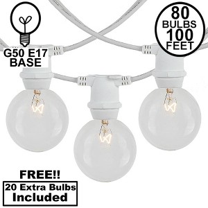 Novelty Lights Globe Outdoor String Lights with 80 In-Line Sockets White Wire 100 Feet - 1 of 4