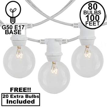 Novelty Lights Globe Outdoor String Lights with 80 In-Line Sockets White Wire 100 Feet