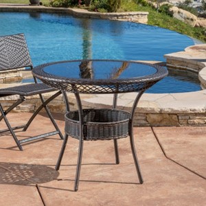 PAGED Wicker Outdoor Dining Table Stylish Patio Table with Tapered Legs for Patio, Deck, Poolside - 1 of 4