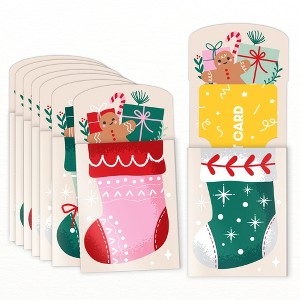 Big Dot of Happiness Christmas Stockings Gift Card Holders with Envelopes, Holiday Cash Money Holders & Gift Card Sleeves, Nifty Gifty Pack, Set of 8 - 1 of 4