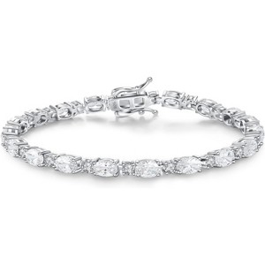 Sterling Silver Tennis Bracelet with Birthstone Charms, 7 Inch Fine Jewelry Christmas Gift for Women - 1 of 4