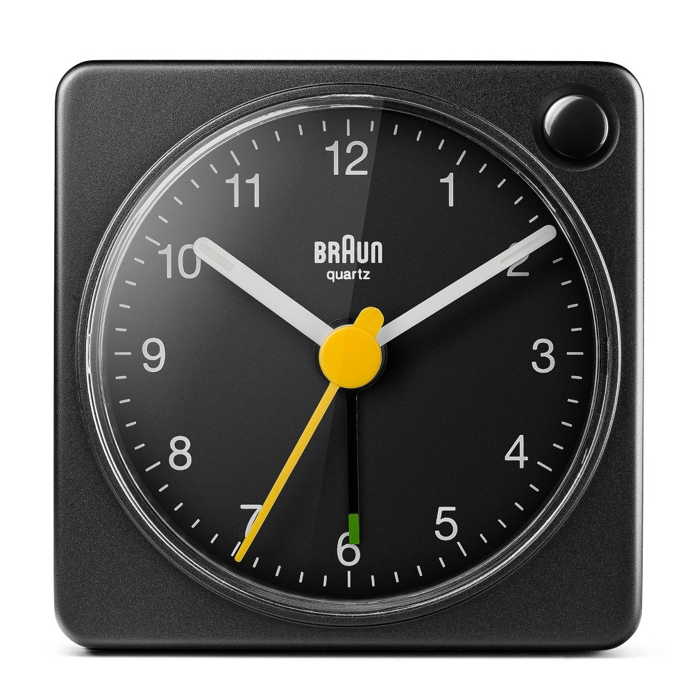 Braun Classic Travel Analog Alarm Clock: Quiet, Bedside, Portable, Luminous Hands