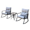 Modern Accent 2 Seater Rocker Teapoy Set Of 3, Upholstered Rocker Armchair, Patio Furniture Porch Chairs, Soft Cushions Rocker - 2 of 4
