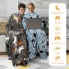 Catalonia Adult Wearable Fleece Blanket Snuggie with Foot Pockets, Super Soft Micro Plush Wrap Blanket Long Robe Loungewear, Cozy Gift for Woman Man - 3 of 4