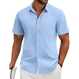 COOFANDY Shirts for Men Short Sleeve Button Down Shirt Casual Summer Beach Shirt - 1 of 4