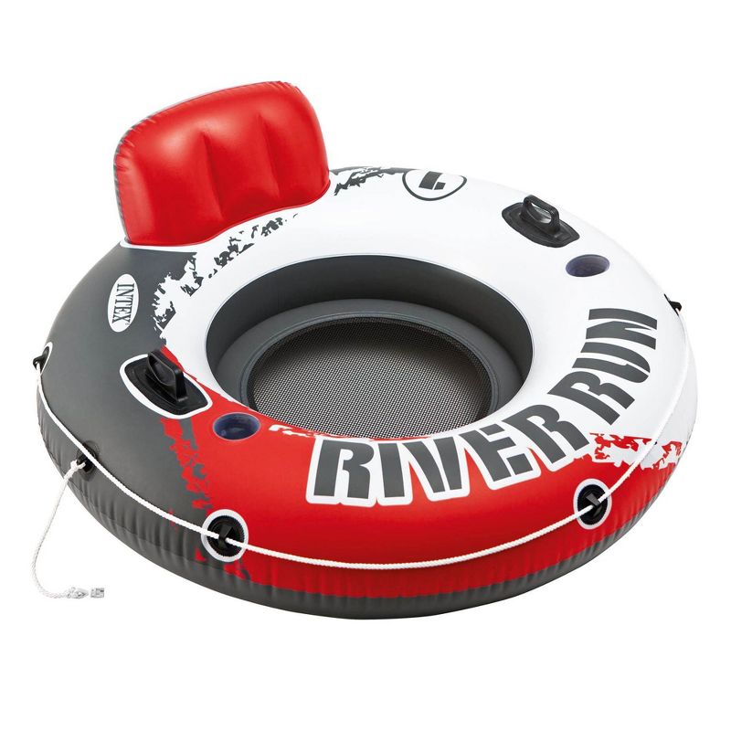 Intex River Run 53 Inch Inflatable Floating Water Tube Lake Pool Ocean Raft & River Run II Inflatable 2 Person Pool Tube Float w/ Cooler & Repair Kit, 4 of 7
