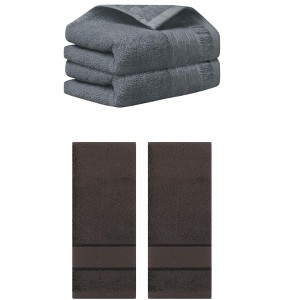 REGALWOVEN 4 Pcs Solid Soft Absorbent Hand Towel for Bathroom 14" x 30" - 1 of 4
