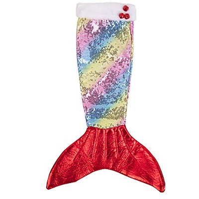 SCS Direct 1 Pc Mermaid Christmas Rainbow Unicorn Sequins Stocking - Customize Your Gift Giving This Holiday - Great Unicorn or Mermaid Gift for Girls