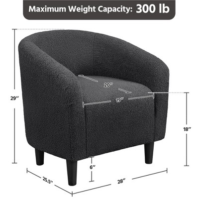 Dark Gray Boucle Upholstered Barrel Accent Chair