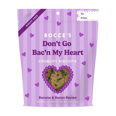 Bocce's Bakery Don't Go Bac'n My Heart Bacon and Peanut Butter Flavor Valentines Dog Treats - 4oz