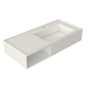 42 x 19 in. Solid Surface Wall Mount Bathroom Vessel Sink with Single Faucet Hole and Storage Compartment - 1 of 1