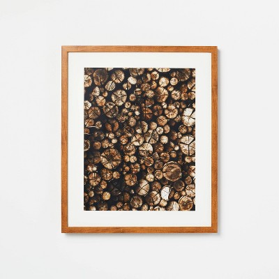 20" x 24" Wood Rings Framed Under Plexi Print Brown - Threshold™ designed with Studio McGee