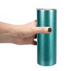 Elanze Designs Turquoise Blue 20 Ounce Double Wall Stainless Steel Glitter Travel Tumbler With Sliding Lid And Straw, Why Be A Princess You Can Be A - 4 of 4