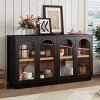 4-Door Buffet Cabinet with Arched Glass Doors, Cabinet with Adjustable Shelves, Cabinet with Wood Frame and MDF Panels-Coolbibila - 2 of 4