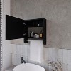 Pine Medicine Cabinet in Melamine With a Towel Bar And Included Mirror, Black - 2 of 4