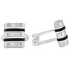 Pompeii3 Men's Polished Stainless Steel And Brushed Black Striped 12.5mm Cufflink - 2 of 3