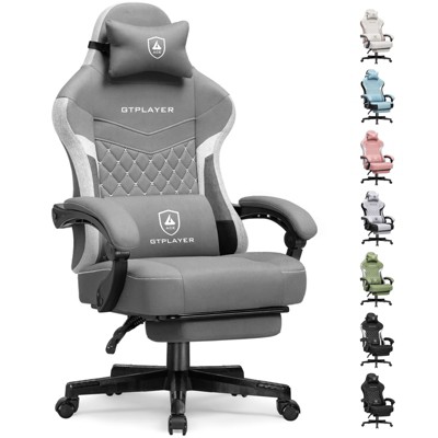 GTPLAYER Gaming Chair with Footrest, Premium Breathable Fabric, Waist Support, Linkage Armrest