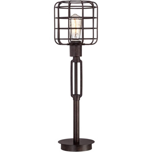 Franklin Iron Works Industrial Modern, Edison Cage Table Lamps