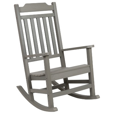 Emma and Oliver All-Weather Rocking Chair in Faux Wood - Patio and Backyard Furniture