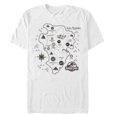 jurassic park mens jurassic park map slim fit short sleeve crew graphic tee white medium target