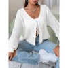 BLUEMING Women Tie Front Oversized Cardigan Bell Sleeve Knit Cropped Cardigan Crochet Bolero Shrug Sweater - 4 of 4
